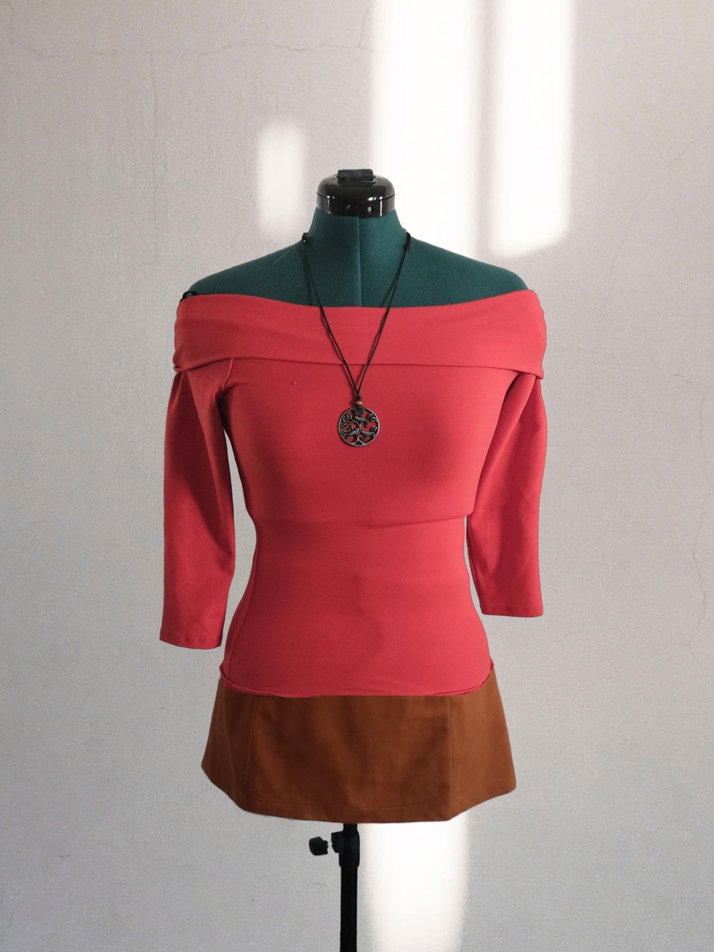 bebe Coral Off-the-Shoulder Slim Fit Sweater